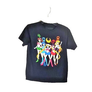 Sailor Moon Graphic T-Shirt Sz. X-Small Black Mercury Mars Jupiter Venus